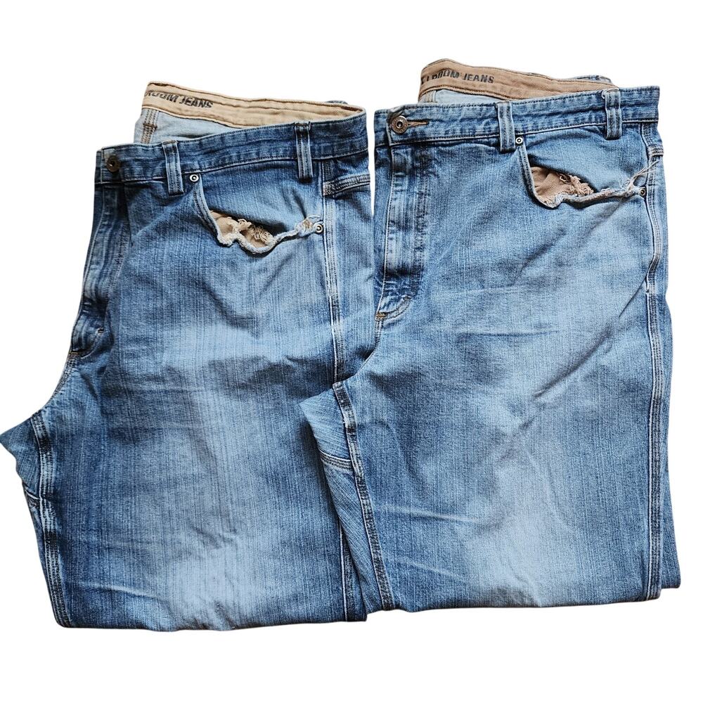 Duluth Trading Co Flex Ballroom Jeans Mens Size 44x32 Lot Of 2 Blue Work Chore